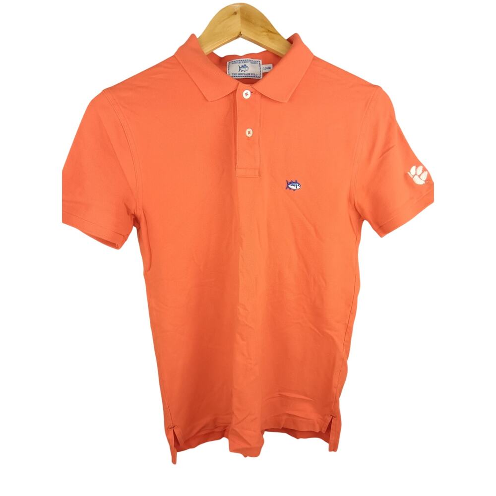 Southern Tide Clemson Skipjack Orange Polo Shirt Large 14 16
